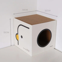 PURROOM Little Chicken Series: Square-Shaped Cat Scratcher House-Petroom