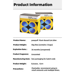 PawPuff 100% Natural Plant-Based Cat Litter - Corn & Cassava, 5kg-Petroom