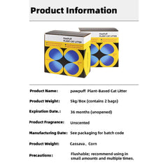 PawPuff 100% Natural Plant-Based Cat Litter - Corn & Cassava, 5kg-Petroom