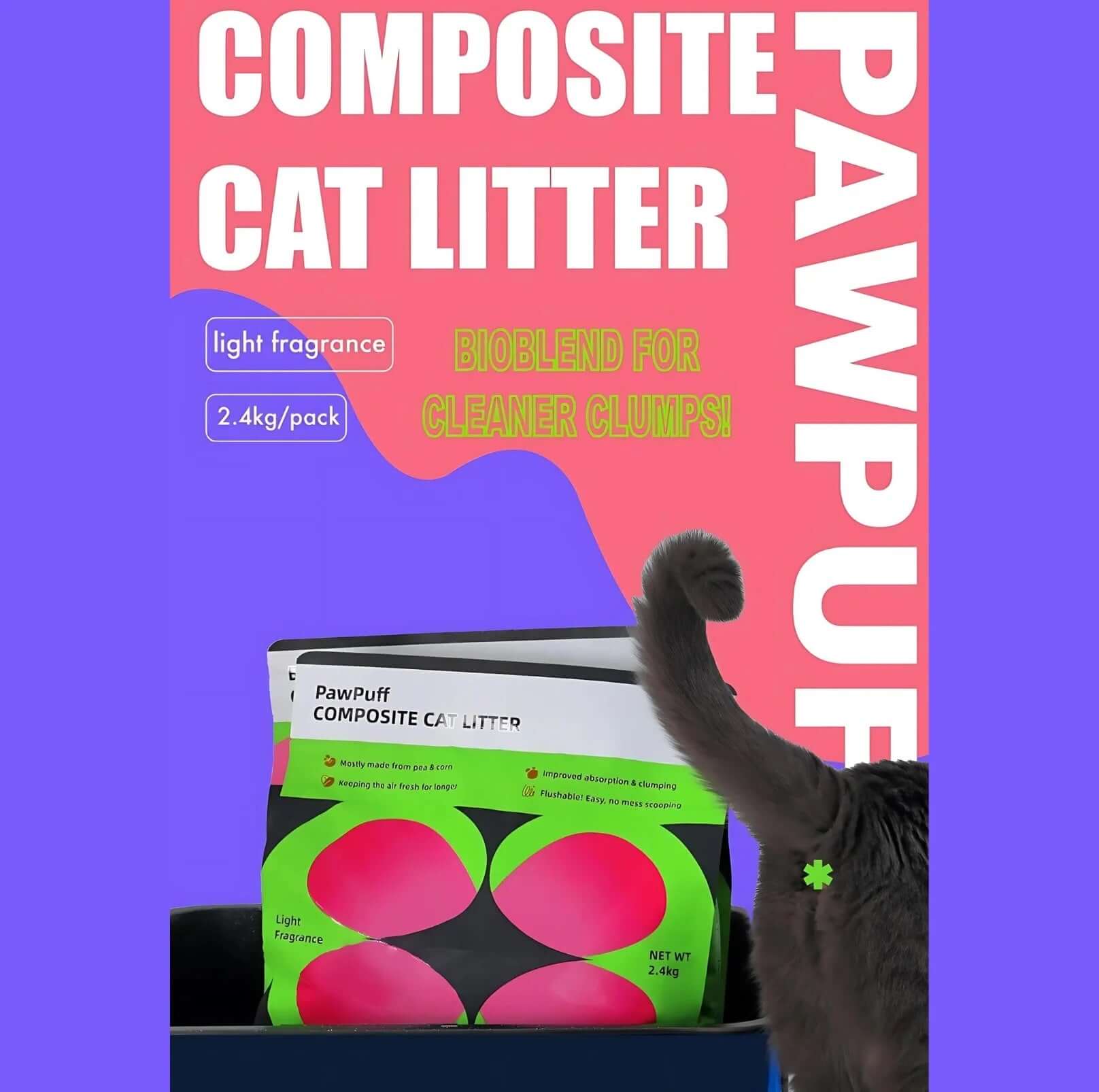 PawPuff Composite Cat Litter - Mineral and Tofu-Petroom