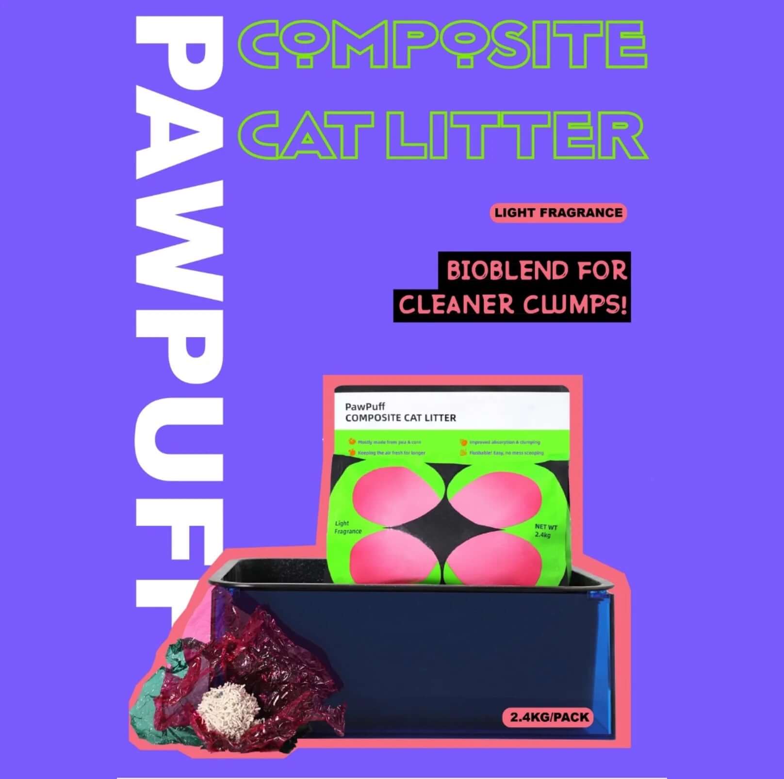 PawPuff Composite Cat Litter - Mineral and Tofu-Petroom