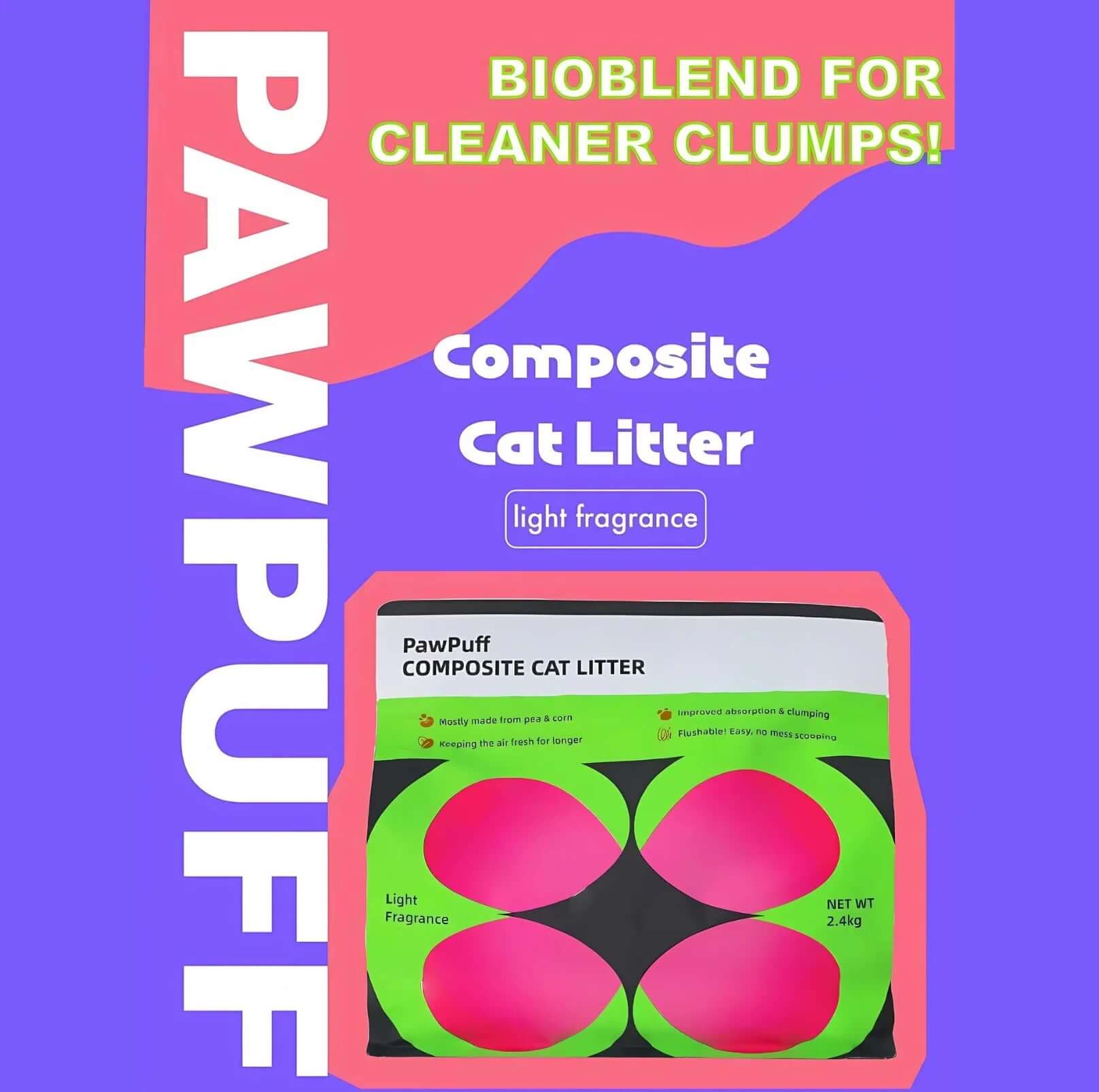 PawPuff Composite Cat Litter - Mineral and Tofu-Petroom