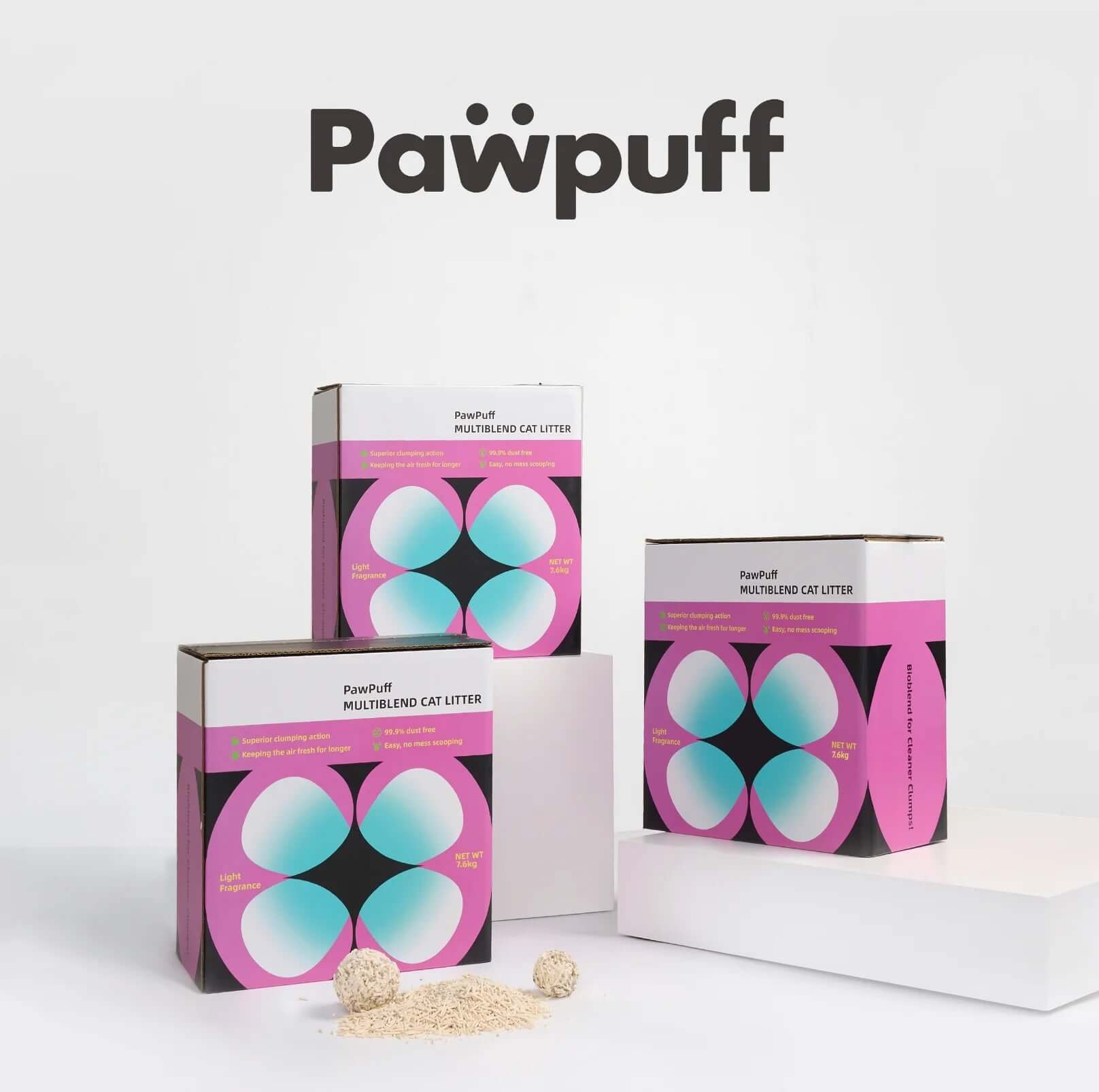 PawPuff Tapioca Multiblend Cat Litter - Tofu, Tapioca, Corn & Mineral, 7.6kg-Petroom