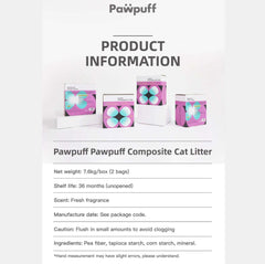 PawPuff Tapioca Multiblend Cat Litter - Tofu, Tapioca, Corn & Mineral, 7.6kg-Petroom