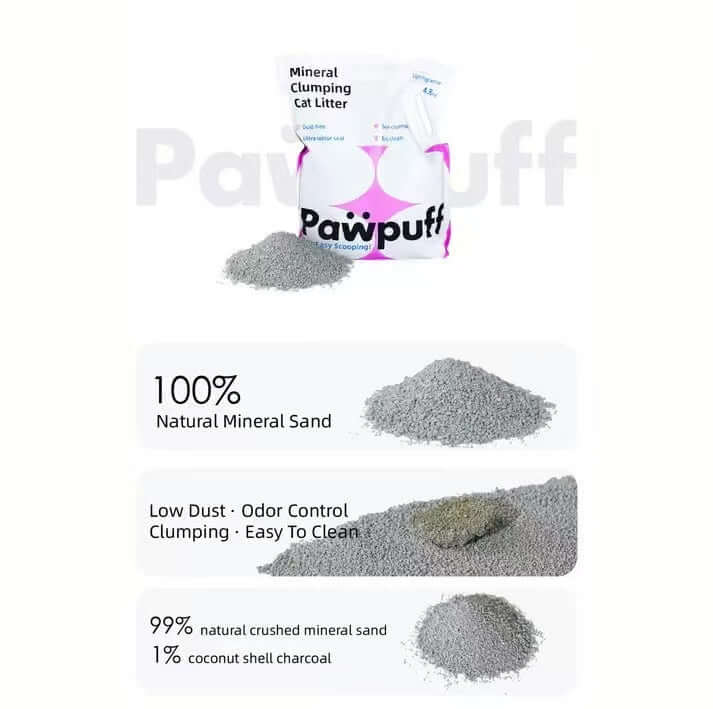 PawPuff Ultra Clumping Sodium Bentonite Cat Litter, 9.6kg - DUST FREE Formula Upgrade Version-Petroom