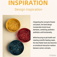 Petal-Shaped Ceramic Slow Feed Bowl for Dogs & Cats