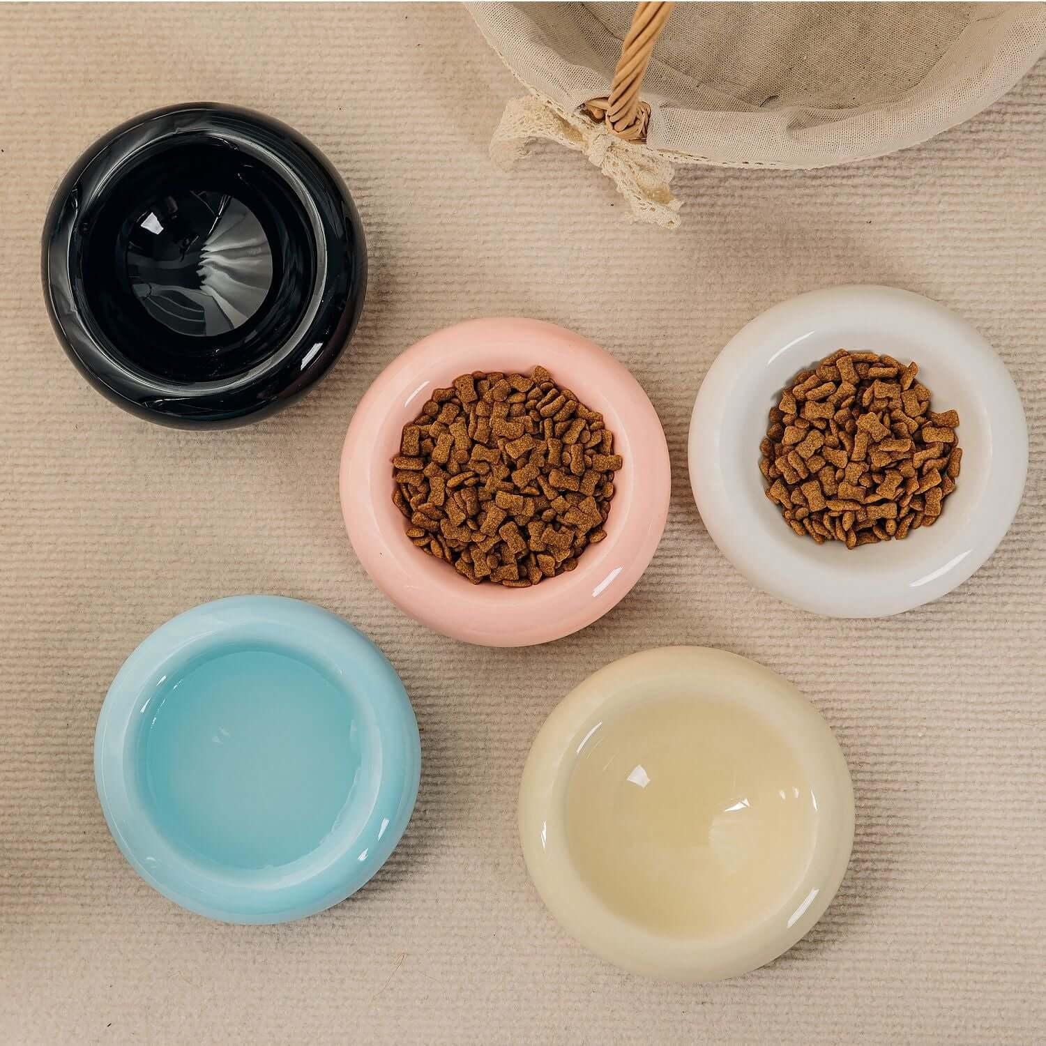 Petroom Bagel-Shaped Pet Ceramic Bowl 200ml Capacity-PETROOM