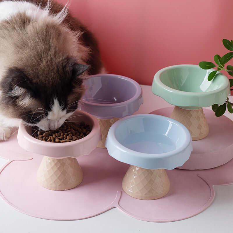 Petroom Ceramic Ice Cream Shape Pet Food Bowl Water Bowl-Petroom