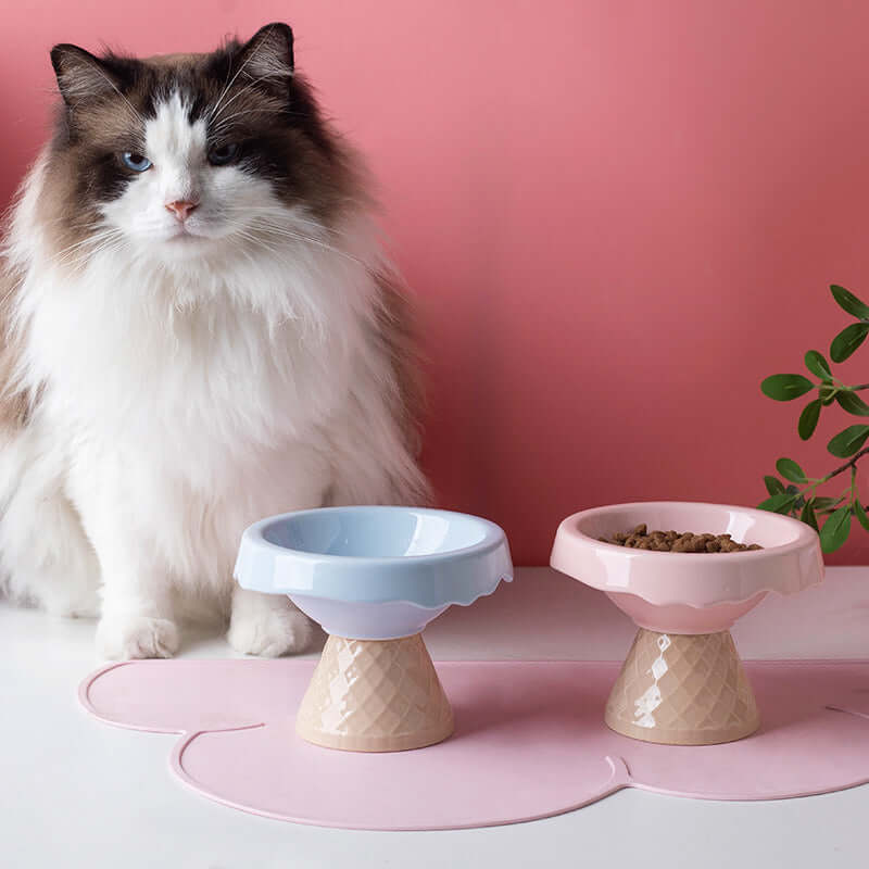 Petroom Ceramic Ice Cream Shape Pet Food Bowl Water Bowl-Petroom