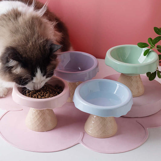 Petroom Ceramic Ice Cream Shape Pet Food Bowl Water Bowl-Petroom
