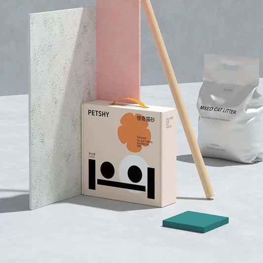 PETSHY mixed cat litter box and refill bag for cats, stylish pet supplies with modern design