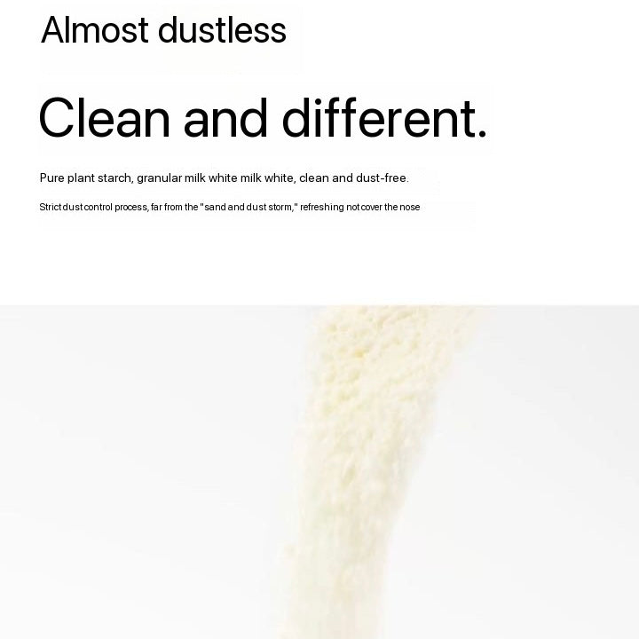 Dust-free cat litter made from pure plant starch, clean and white granules for odor control