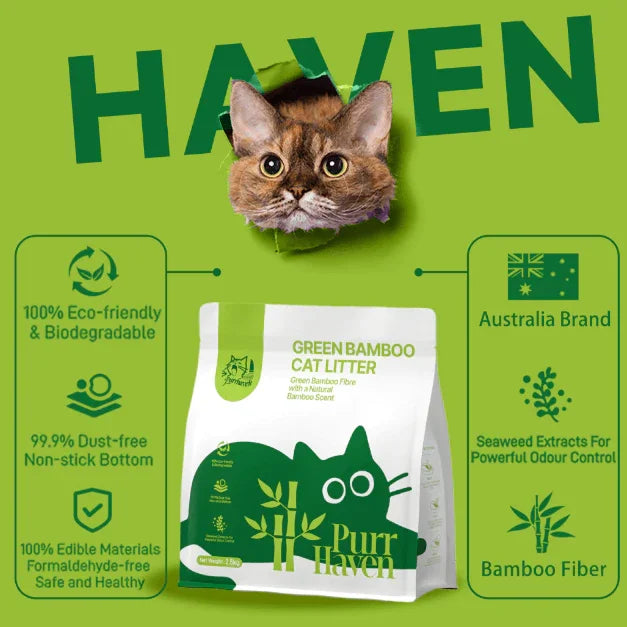 Purr Haven Plant-based Eco Green Bamboo Cat Litter 2.5.kg-Petroom