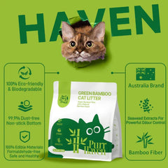 Purr Haven Plant-based Eco Green Bamboo Cat Litter 2.5.kg-Petroom