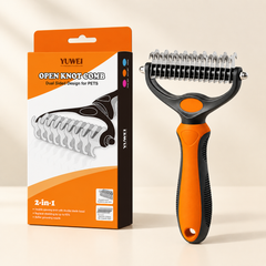 Dual-Sided Pet Dematting and Deshedding Comb for Cats and Dogs