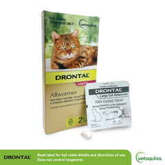Drontal Cat Allwormer Tablets for Large Cats 6KG x 2 Tablets-PETROOM