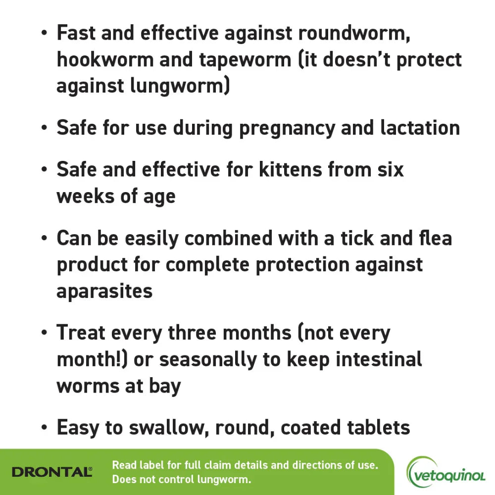 Drontal 4KG Cat Allwormer Tablets x4 Tablets-PETROOM