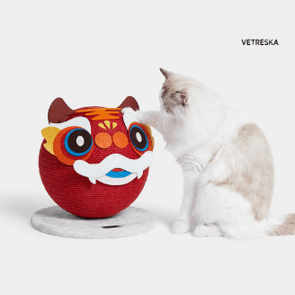 VETRESKA Natural Sisal Pet Cat Scratching Ball Tiger Interactive Cat Scratcher-Petroom