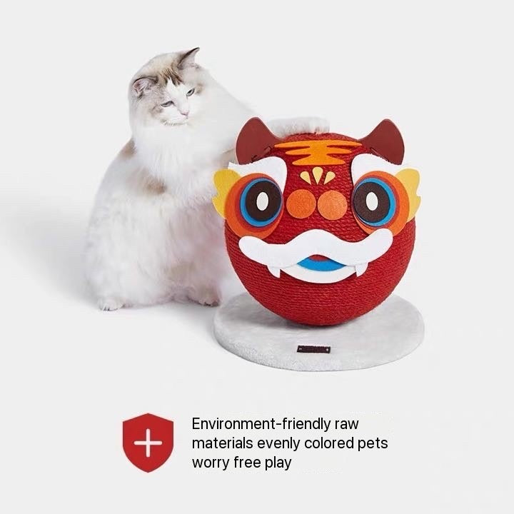 VETRESKA Natural Sisal Pet Cat Scratching Ball Tiger Interactive Cat Scratcher-Petroom