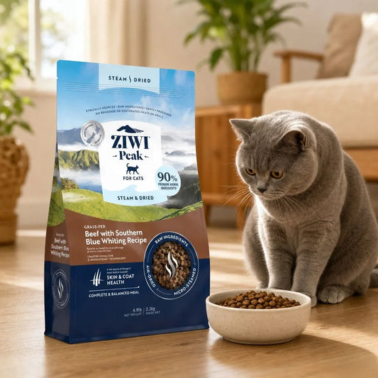 ZIWI PEAK Steam & Dried Grass-Fed Beef with Southern Blue Whiting Cat Dry Food