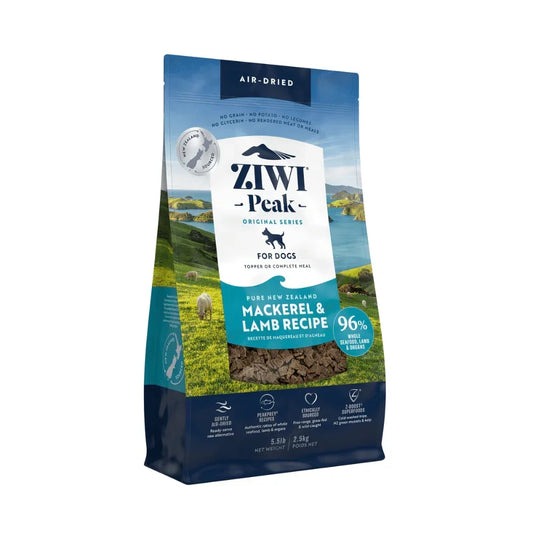 Ziwi Peak air-dried dog food, mackerel & lamb recipe, 96% seafood & lamb, grain-free, New Zealand sourced