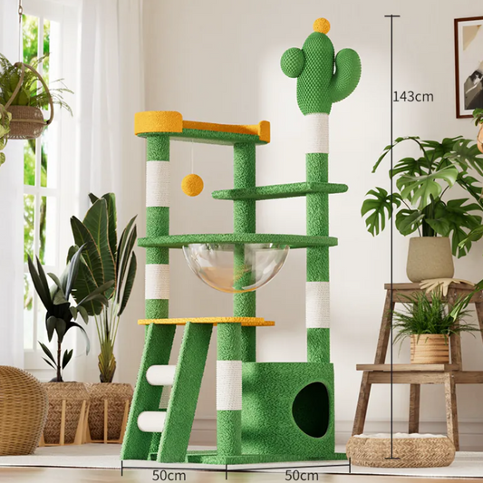 Cactus Cat Tree with Acrylic Space Capsule 143 cm