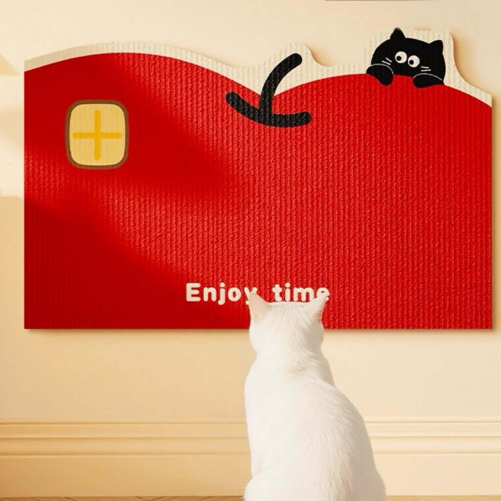 Aesthetic Wall-Mount Cat Scratch Pad Wall Protector with playful design and cat illustrations, perfect for wall protection.