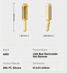 AIWO Pet Hair Remover Static Lint Brush dimensions and product details shown with measurements.