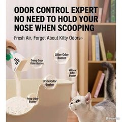 Cat litter with odor control for kitty poop, urine, and damp smells — fresh air for pet owners