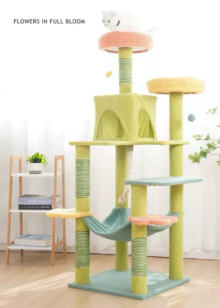 Petroom 154cm tall multi-level aesthetic cat tower with sisal posts and colorful platforms