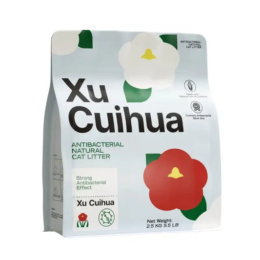Xu Cuihua Antibacterial Natural Cat Litter, 2.5kg, with floral design and silver ions for odor control