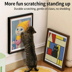 Cat scratching upright framed art canvas, durable and claw-friendly pet scratcher for indoor cats