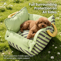 Dopamine-Styled Dog Travel Car Seat - Vibrant Macaron Safety Sofa for Dogs & Cats, providing full protection with thick padding.