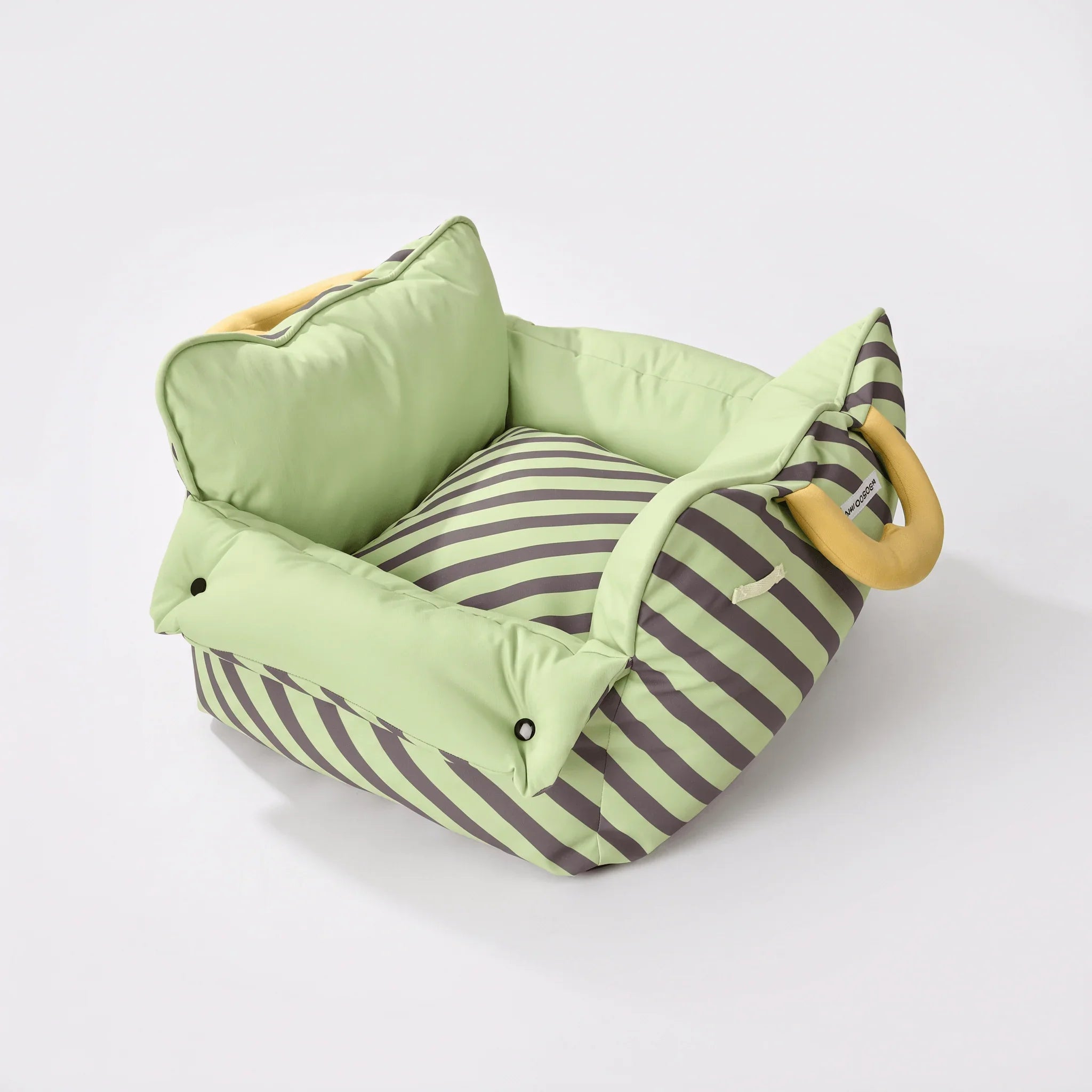 Dopamine-Styled Dog Travel Car Seat - Vibrant Macaron Safety Sofa for Dogs & Cats in green and striped design.