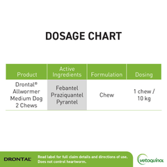 Drontal Medium Dogs Allwormer Chewables 10kg x5 Tablets-PETROOM