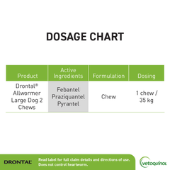 Drontal Dog Allwormer Chewable 35kg x2 Tablets-PETROOM