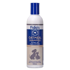 Fido's Oatmeal Shampoo 250ml - Natural Soothing Relief for Itchy Skin product bottle for dogs, cats, puppies, and kittens.