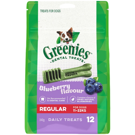 Greenies Blueberry Flavour Regular Dental Dog Treats 12 Chews
