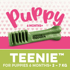 Greenies Puppy Dental Dog Treats - Original Teenie 340g in green chew shape for dog dental care.