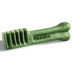 Greenies Sweet Potato Regular Dental Dog Treats 340g green dental chew for dogs in bone shape.