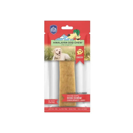 Himalayan Dog Chew Peanut Butter Large packaging with a hard cheese treat for dogs, ideal for power chewers.