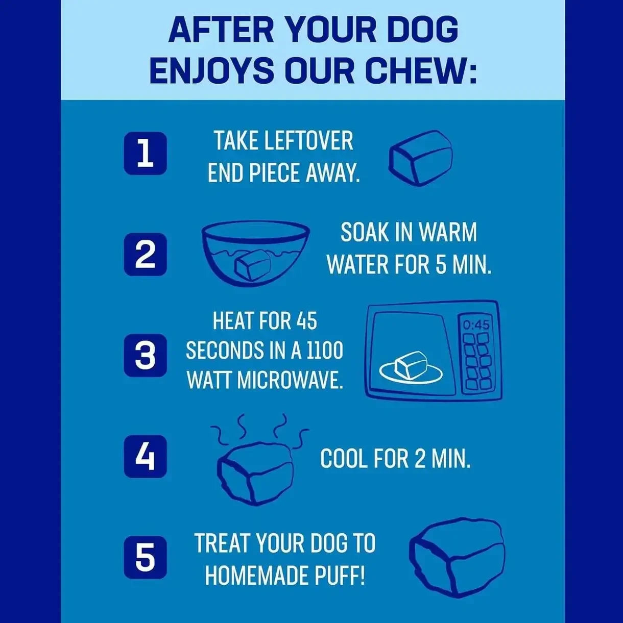 Instructions for using Himalayan Dog Chew Peanut Butter Large after your dog enjoys it.