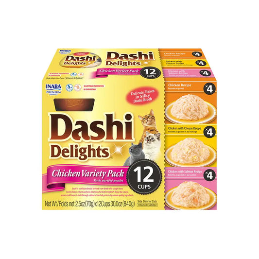 INABA Dashi Delights Chicken Variety Pack Cat Treats 12 Cups