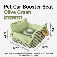 Dopamine-Styled Dog Travel Car Seat - Vibrant Macaron Safety Sofa for Dogs & Cats in Olive Green.
