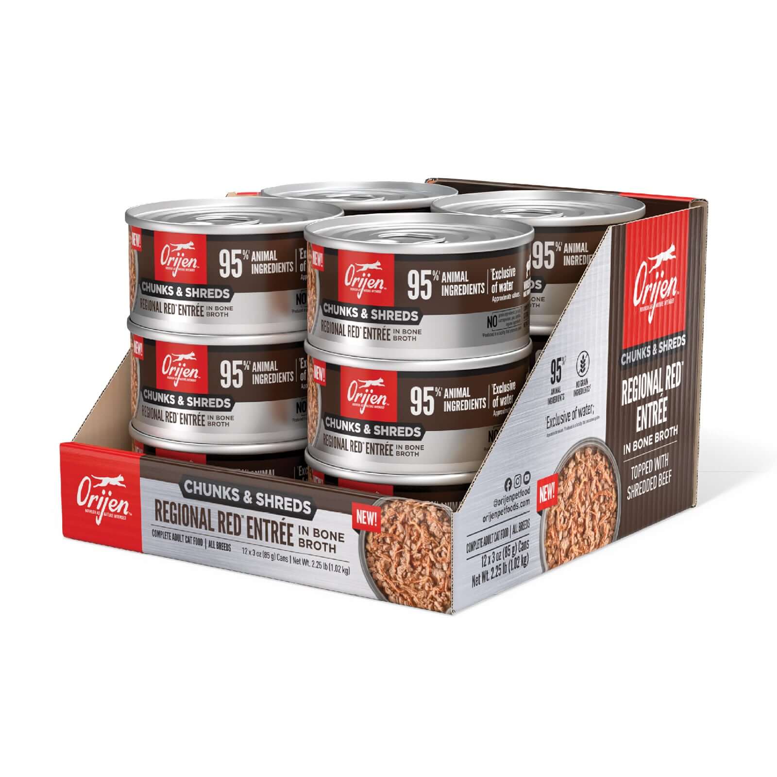 Orijen Chunks & Shreds Regional Red Wet Cat Food 85g x12 -PETROOM