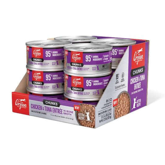 Orijen Chunks and Shreds Kitten Chicken and Tuna Wet Cat Food 85g x12-PETROOM
