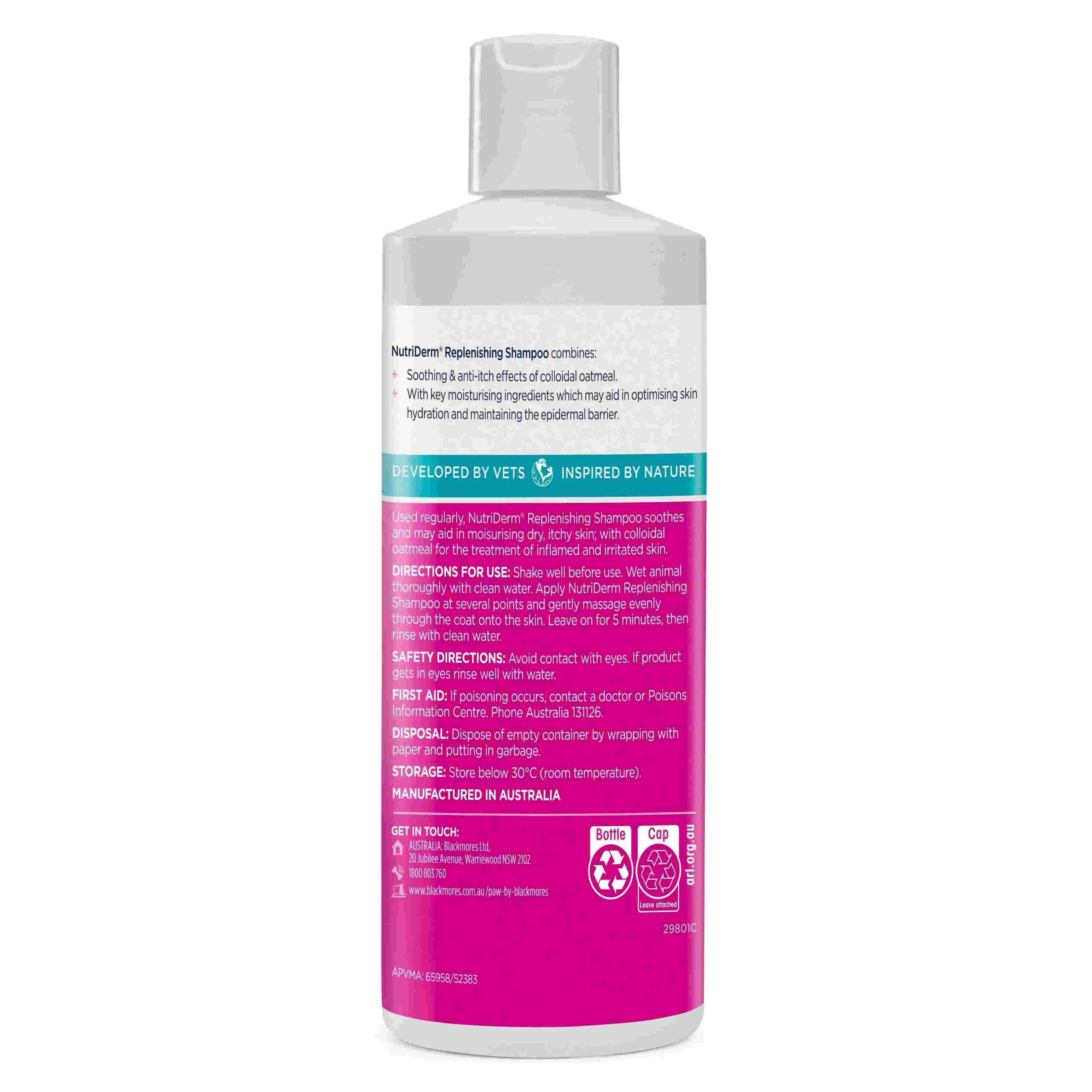 PAW Blackmore Mediderm Gentle Medicated Shampoo for Pets 500ml bottle with soothing formula for skin care