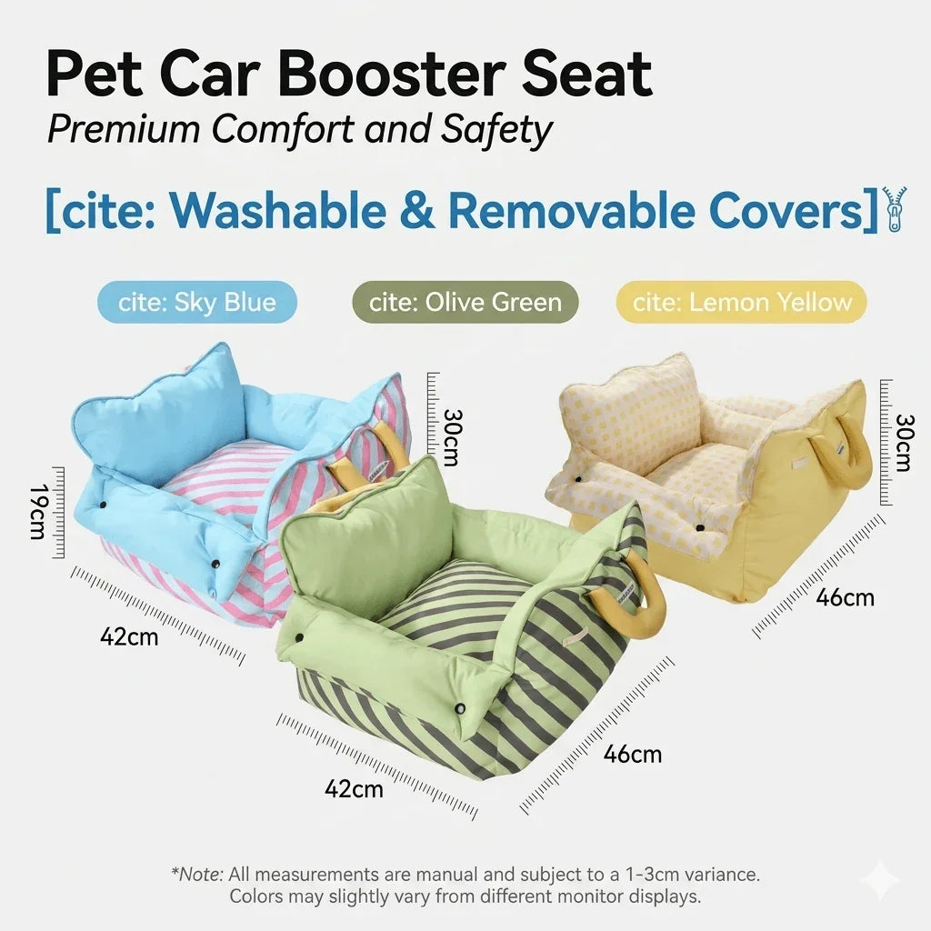 Dopamine-Styled Dog Travel Car Seat - Vibrant Macaron Safety Sofa for Dogs & Cats in blue, green, and yellow colors