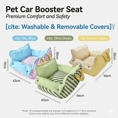 Dopamine-Styled Dog Travel Car Seat - Vibrant Macaron Safety Sofa for Dogs & Cats in blue, green, and yellow colors