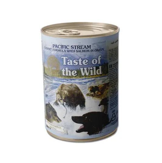 Taste Of The Wild Pacific Stream Canine Formula with Salmon in Gravy for Dogs Can 390g x 12